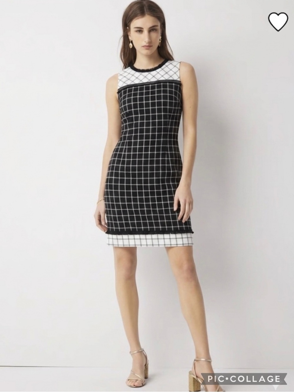 Etcetera Dress Sheath Tweed Plaid Black Fringe Trim NWT 00 Classic Preppy Chic